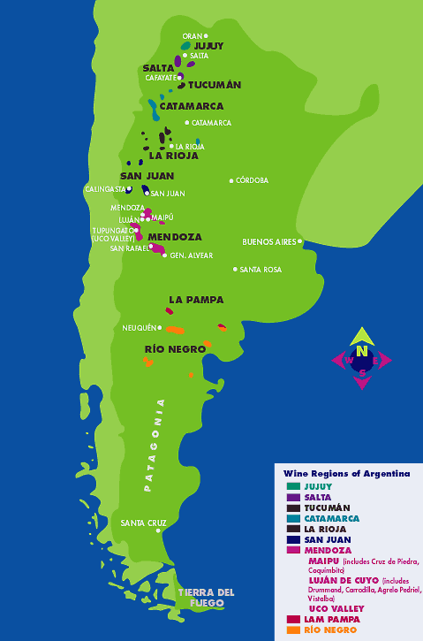 map of Argentina's wine regions