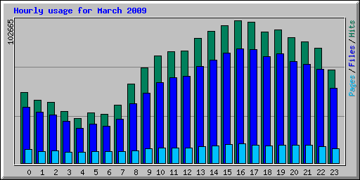 Hourly usage for March 2009