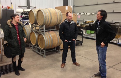 Francois Morissette, right, explaining his wines