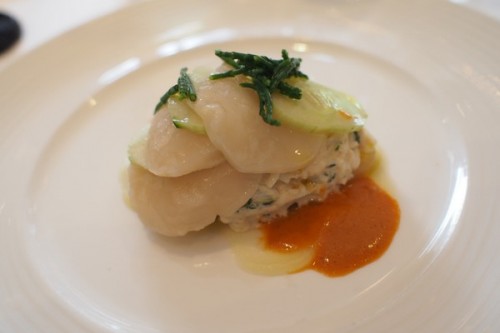 Dorset crab with scallop sashimi