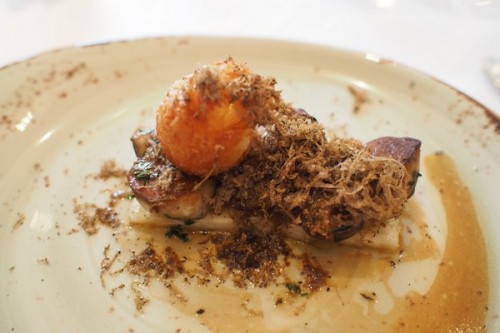 Baked celeriac with sauteed ceps and truffle