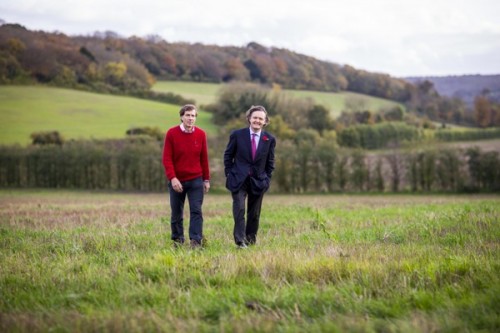 Patrick McGrath and Pierre-Emmanuel Taittinger at the Evremond site (source: Taittinger)