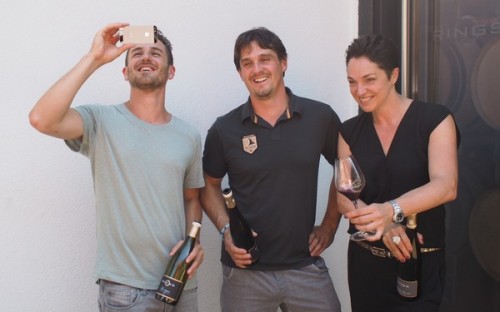 Andreas, Stefan and Simone Rings enjoying being papped by the group