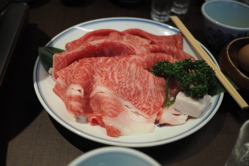 Omi beef, thinly sliced