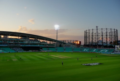 cricket at the oval under floodlights