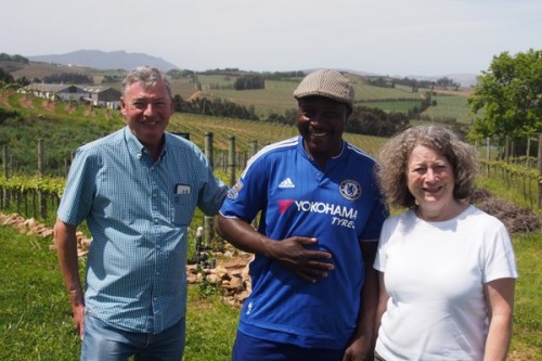 Brina Smith, vineyard manager Taurai Matunbwa and Marion Smith, Elgin Ridge
